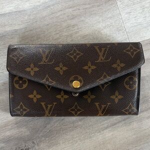 Louis Vuitton Monogram Portefeuille Sarah Long Wallet Brown